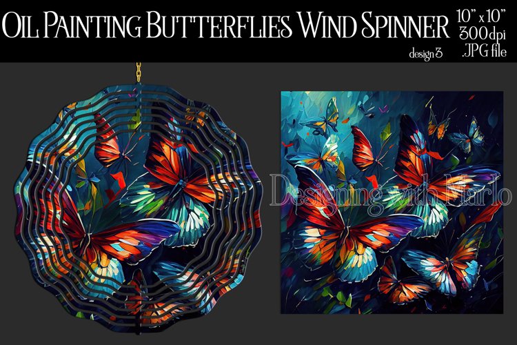 Butterflies Wind Spinner, Oil Painting Wind Spinnner, d3 example image 1
