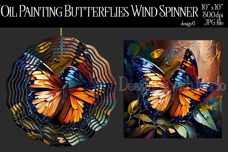 Butterflies Wind Spinner, Oil Painting Wind Spinnner, d6
