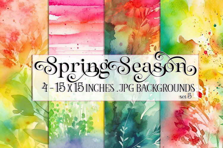 Spring Watercolor Papers, Spring 15x15 Watercolor Papers. s4 example image 1