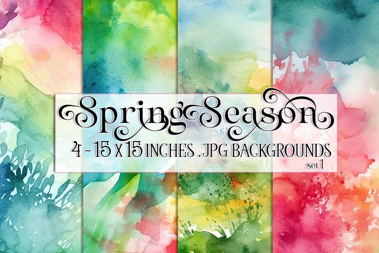 Spring Watercolor Papers, Spring 15x15 Watercolor Papers. s1 example image 1