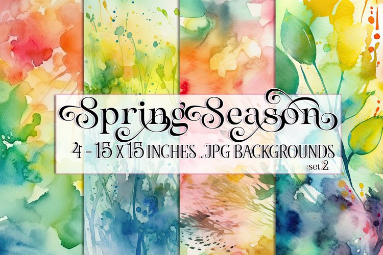 Spring Watercolor Papers, Spring 15x15 Watercolor Papers. s2 example image 1