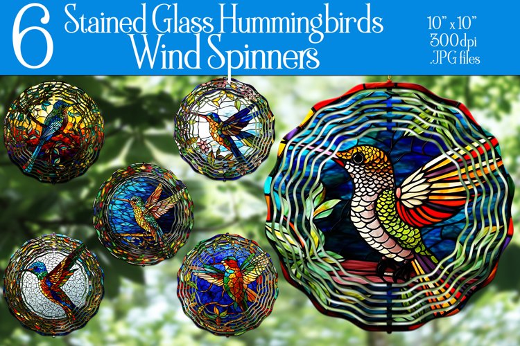 Hummingbird Wind Spinners, Stained Glass Style Wind Spinners example image 1