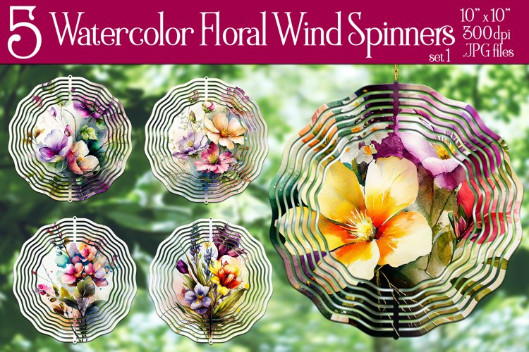 Watercolor Flowers Wind Spinner Floral Sublimation Spinner