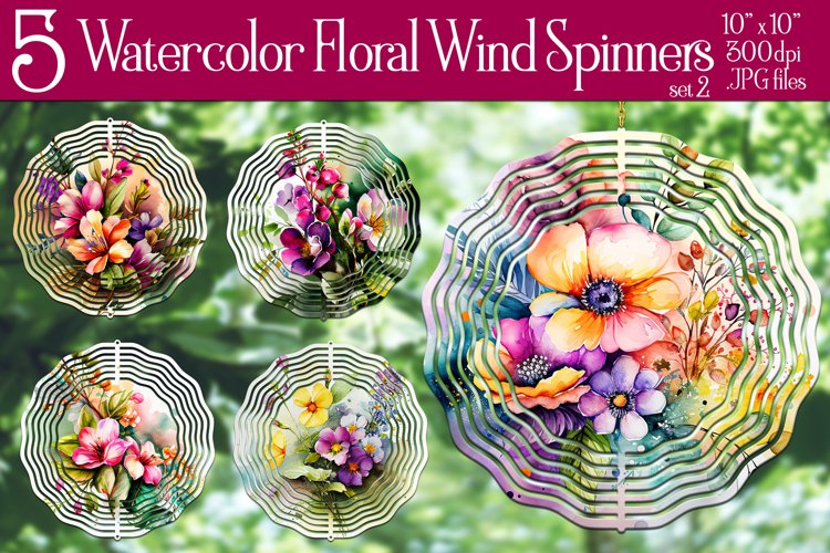 Watercolor Flowers Wind Spinner Floral Sublimation Spinner