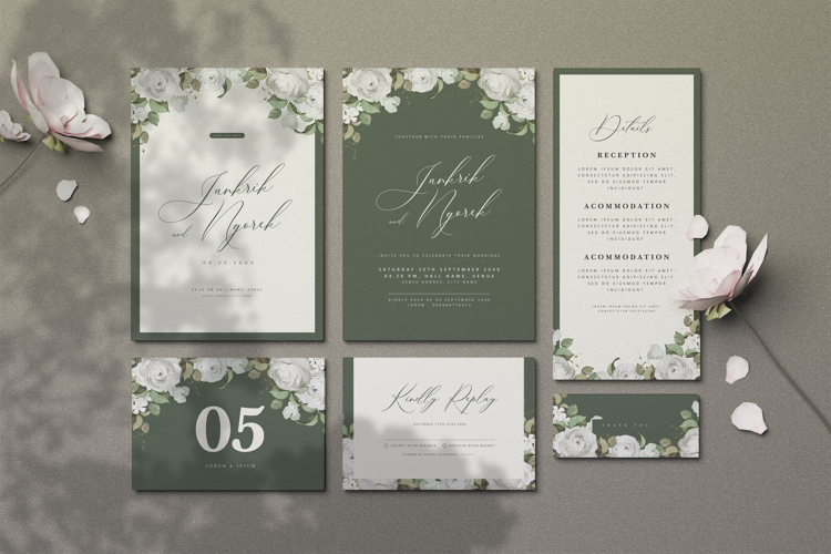 beautiful wedding card invitation with roses flower example image 1