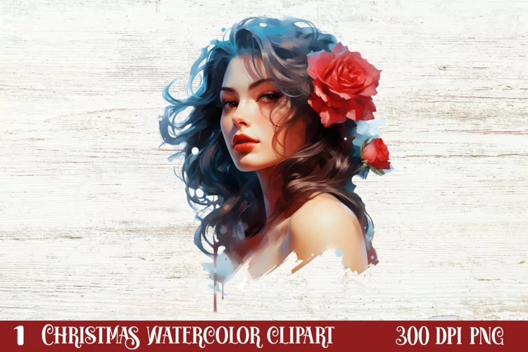 Beautiful Winter Roses Clipart, Christmas Rose Clipart