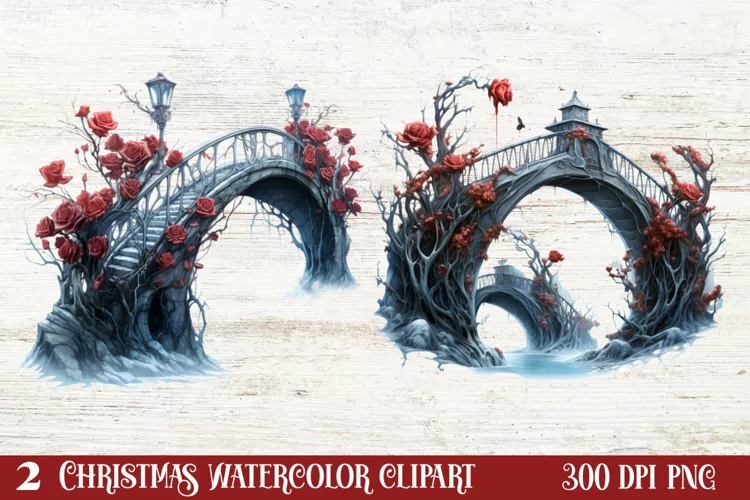 Beautiful Winter Roses Clipart, Christmas Rose Clipart