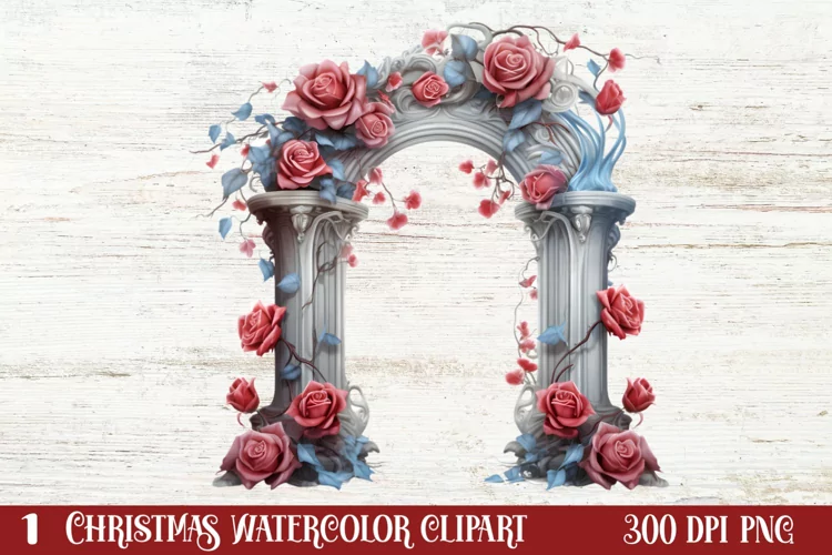 Beautiful Winter Roses Clipart, Christmas Rose Clipart