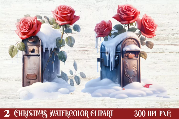 Beautiful Winter Roses Clipart, Christmas Rose Clipart