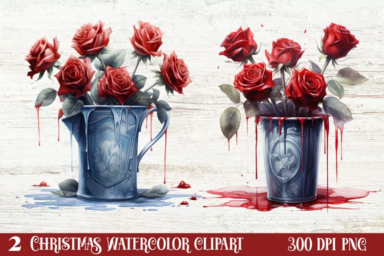 Beautiful Winter Roses Clipart, Christmas Rose Clipart
