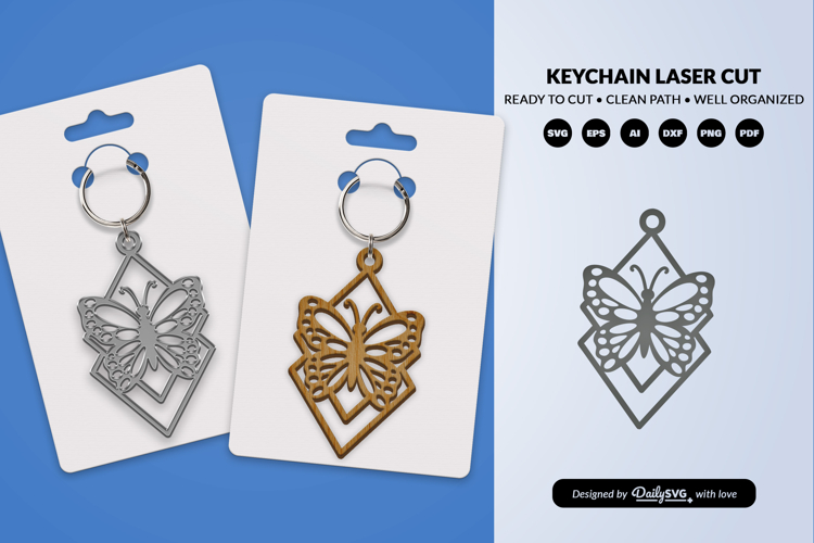 Butterfly Keychain Laser Cut SVG