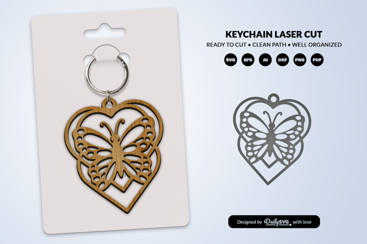 Butterfly Keychain Laser Cut SVG