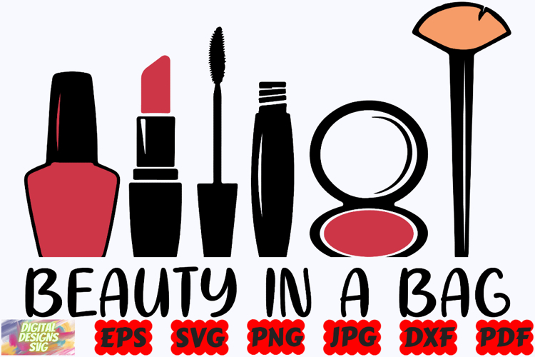 Beauty In A Bag SVG | Makeup Bag SVG | Cosmetic Bag SVG |PNG