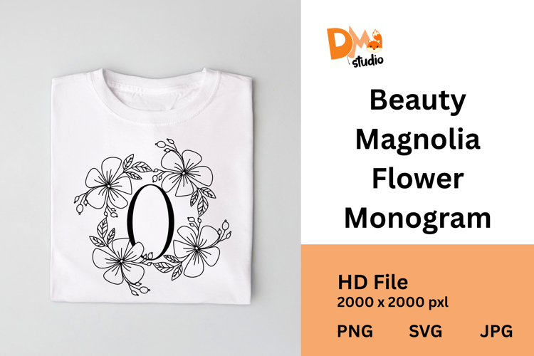 Beauty Magnolia Flower Monogram