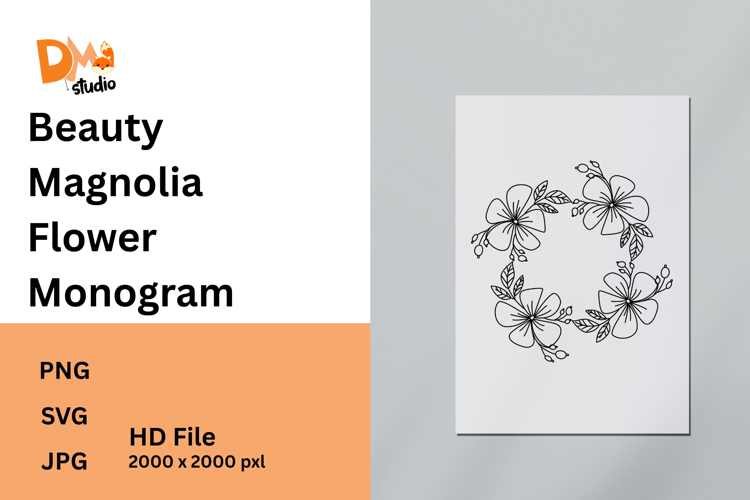Beauty Magnolia Flower Monogram