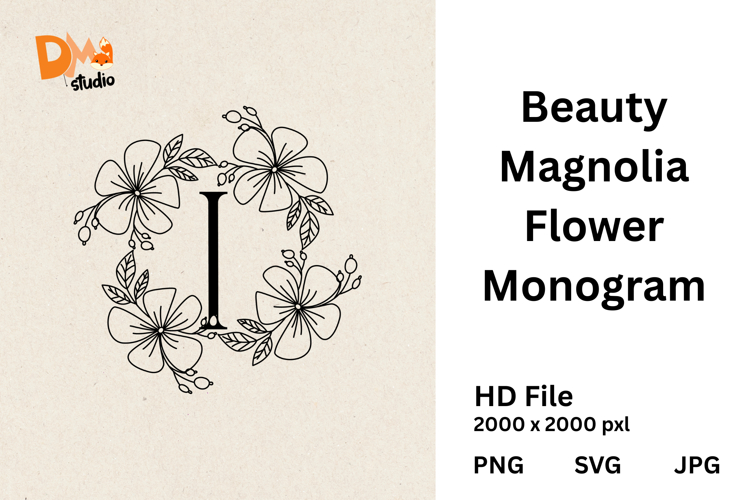 Beauty Magnolia Flower Monogram
