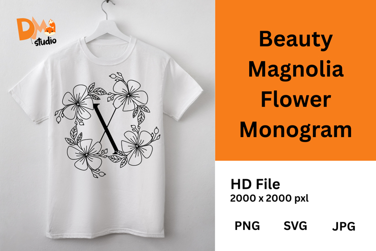 Beauty Magnolia Flower Monogram
