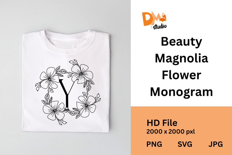 Beauty Magnolia Flower Monogram