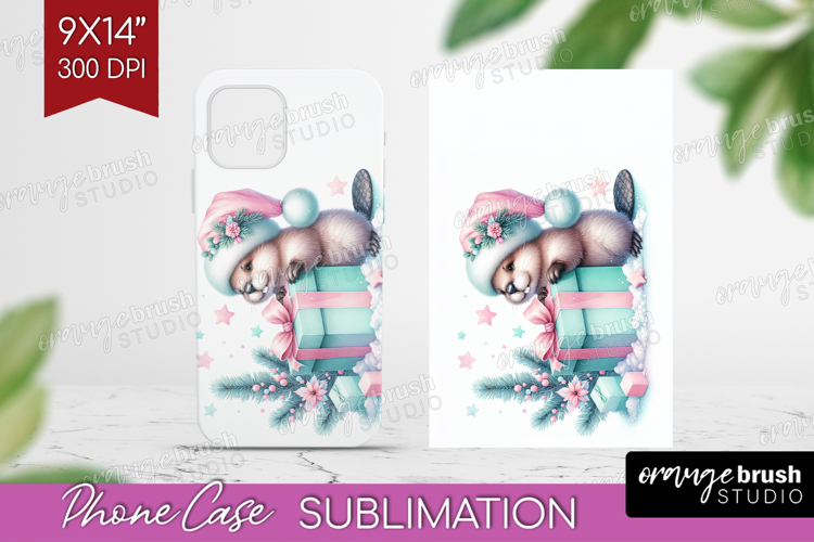 Beaver Pastel Christmas Phone Case PNG Coquette Xmas Case example image 1