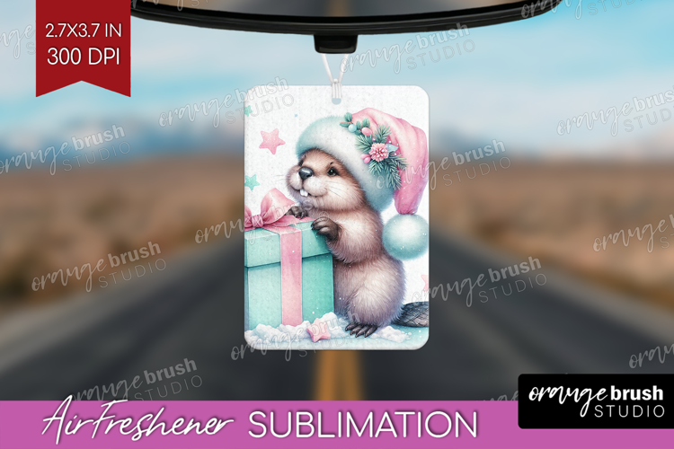 Beaver Pastel Christmas Air Freshener PNG Coquette Xmas PNG