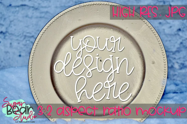 Gold Plate with Snow Mockup