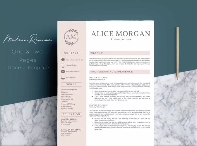 Professional Creative Resume Template - Alice Morgan - Free Design of The Week