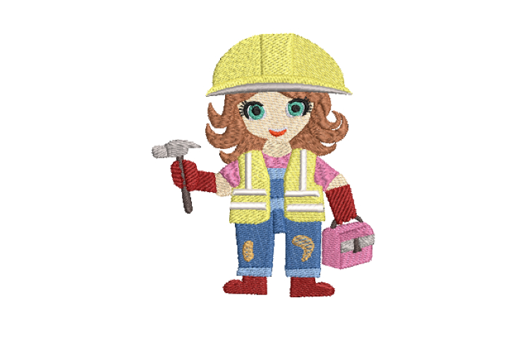 She Can Too! Builder Machine Embroidery Design