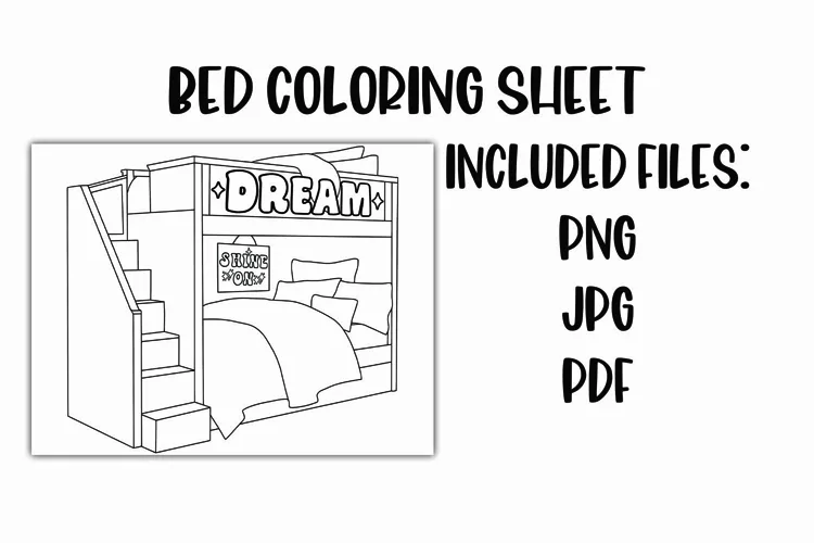 Bed Coloring Sheet for Kids