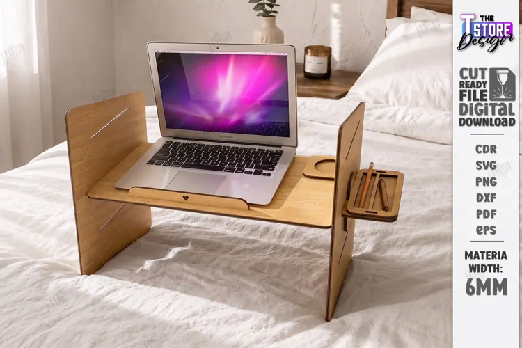 3D Wooden Bed Tray Table Laser Cut | Laptop Tray | Home SVG