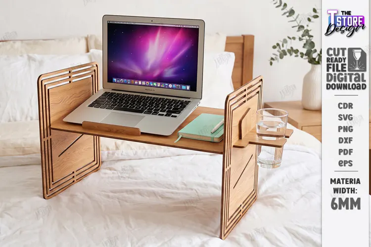 3D Wooden Bed Tray Table Laser Cut | Laptop Tray | Home SVG