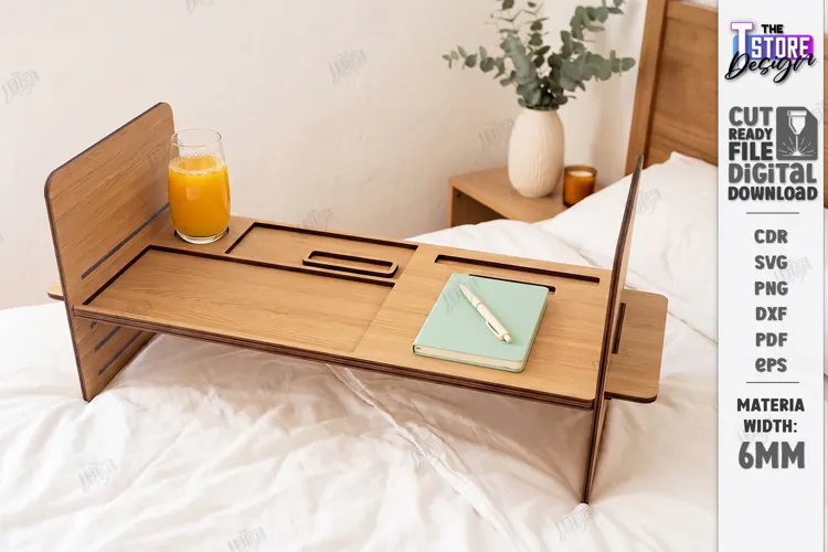 3D Wooden Bed Tray Table Laser Cut | Laptop Tray | Home SVG