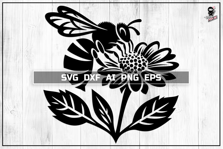 Bee with Flower SVG, Insect Cut file PNG DX