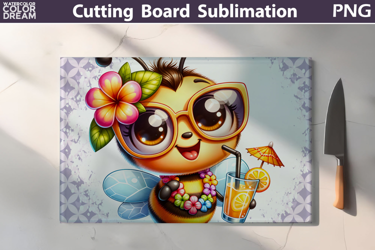 Hawaii Tropical Bee Glasses Cutting Board | Summer Floral