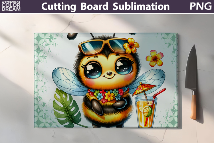Hawaii Tropical Bee Glasses Cutting Board | Summer Floral