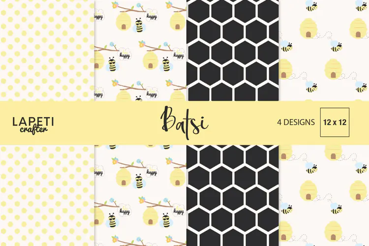 Bee Digital Paper with Honeycomb & Hive Patterns
