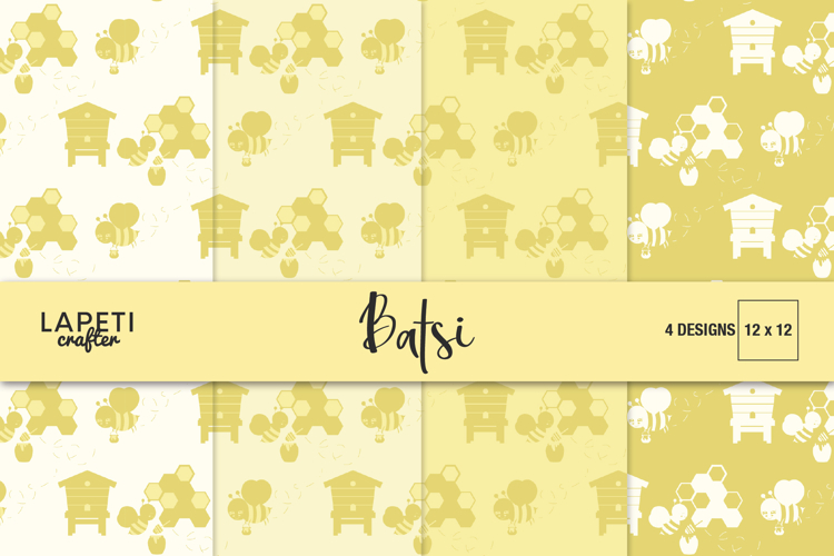 Bee Digital Papers, Honeycomb Nursery Patterns 12x12