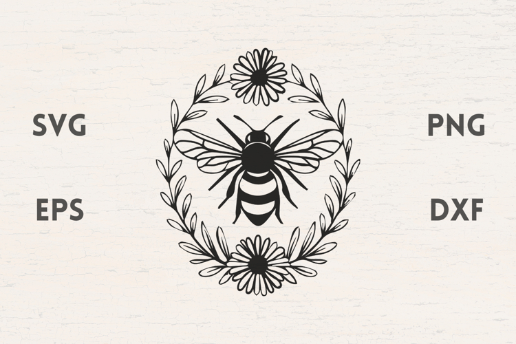 Bee with daisies SVG