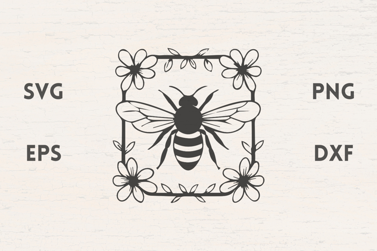 Bee with flower frame SVG
