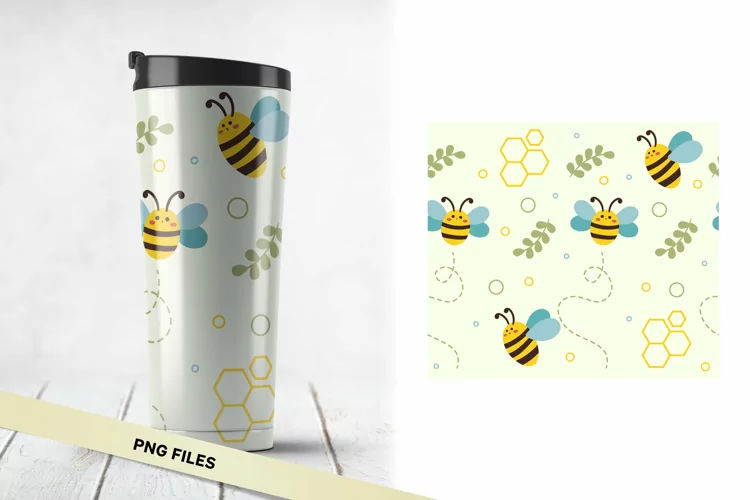 Buzzing Bees & Honeycomb, 20 oz Tumbler Wrap Seamless Design