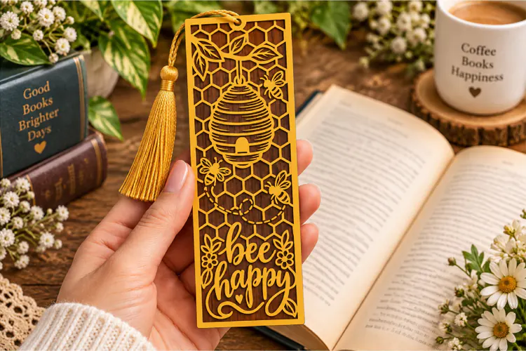 Bee Happy Bookmark Laser SVG Cut File