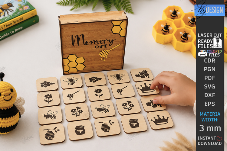 Bee Hive Toy Laser Cut | Wooden Bee Memory Game | Montessori