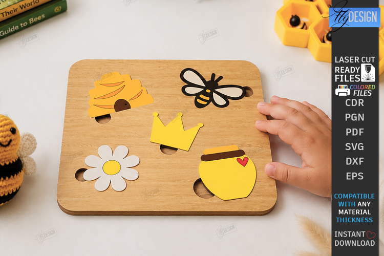 Bee Hive Toy Laser Cut | Wooden Bee Memory Game | Montessori