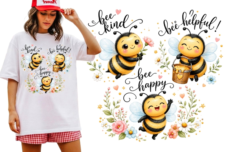 Bee Kind Humble Inspirational Bumble Bee Floral Shirt