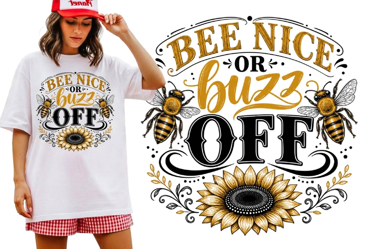Bee Nice or Buzz Off Funny Bee Lover Sunflower Shirt