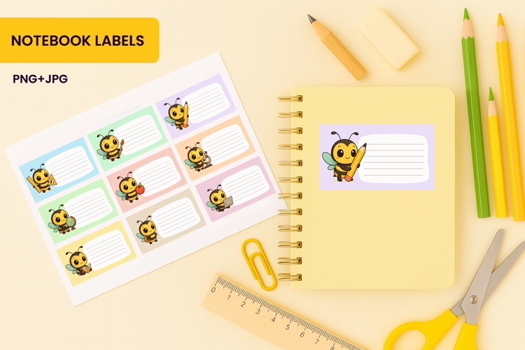 Printable Notebook Labels Bee Classroom Theme