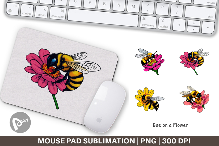 Mouse Pad Bee on Flower