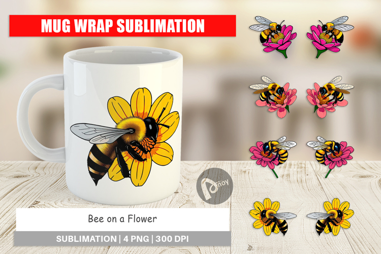 Mug Wrap Bee on Flower