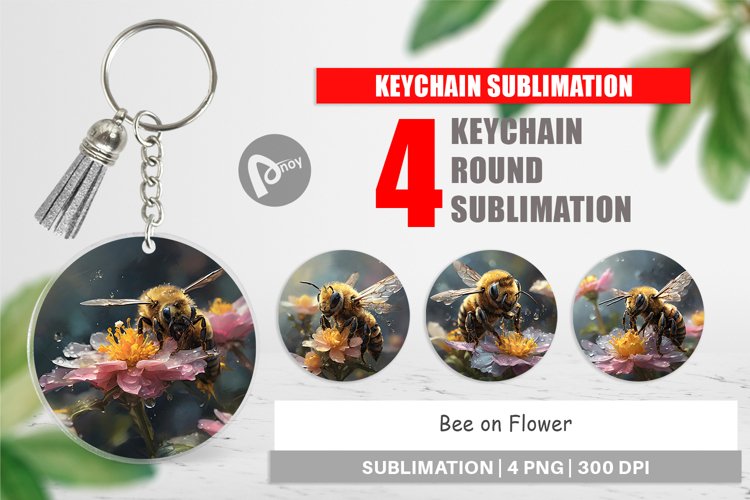 Keychain Bee and Flower