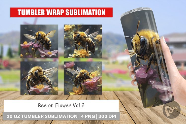 Tumbler Sublimation Wrap Bee and Flower