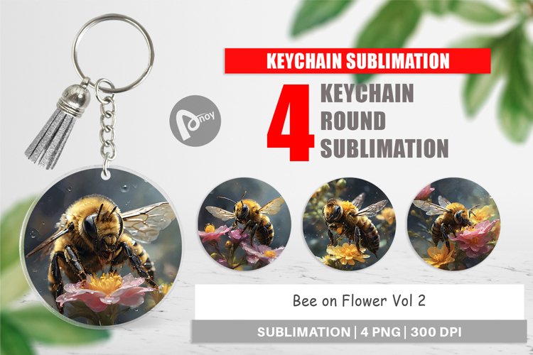 Keychain Bee and Flower